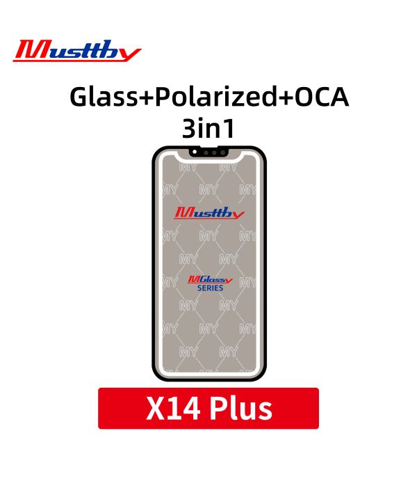 Стекло для переклейки iPhone 14 Plus + OCA + Polarized film Musttby MyGlass 1:1